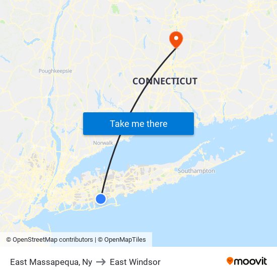 East Massapequa, Ny to East Windsor map