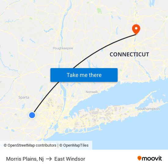 Morris Plains, Nj to East Windsor map