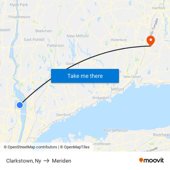 Clarkstown, Ny to Meriden map