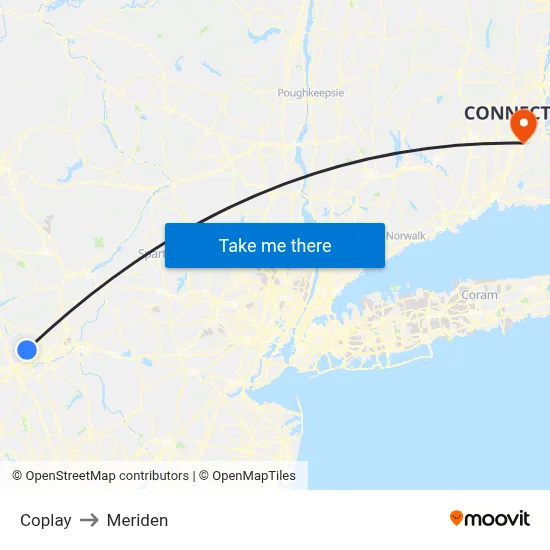 Coplay to Meriden map