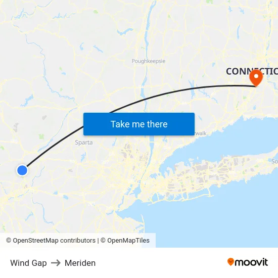 Wind Gap to Meriden map