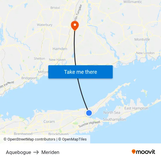 Aquebogue to Meriden map