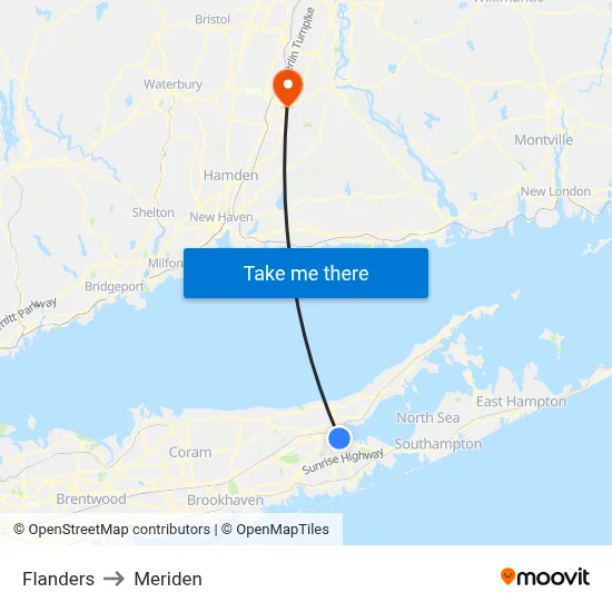 Flanders to Meriden map