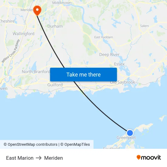 East Marion to Meriden map