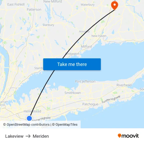 Lakeview to Meriden map