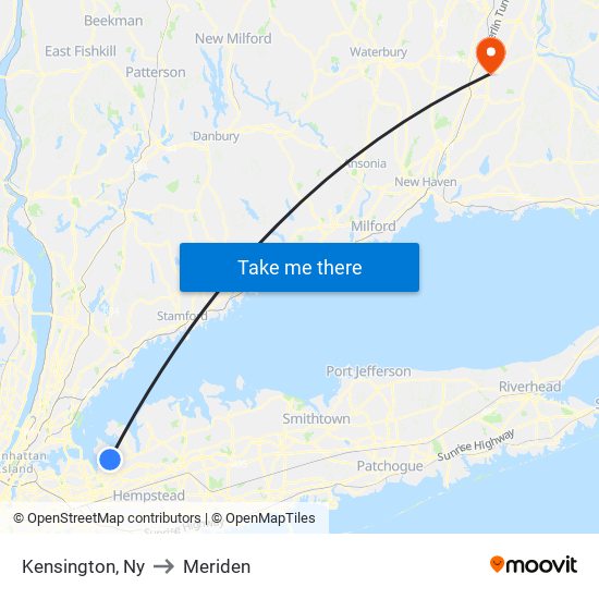 Kensington, Ny to Meriden map