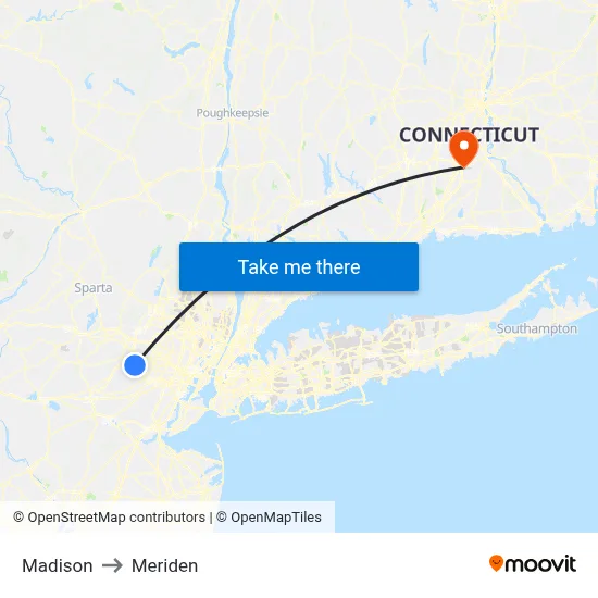 Madison to Meriden map