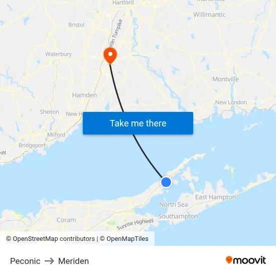 Peconic to Meriden map