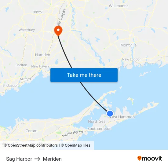 Sag Harbor to Meriden map