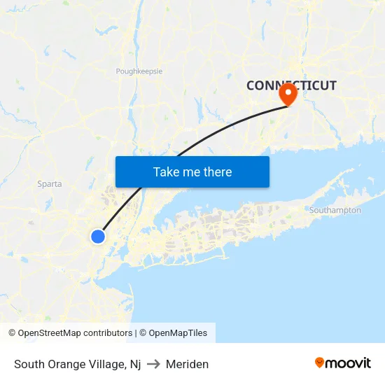 South Orange Village to Meriden map