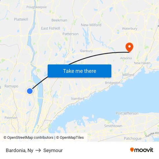 Bardonia, Ny to Seymour map