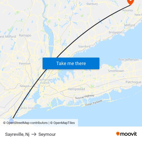 Sayreville, Nj to Seymour map