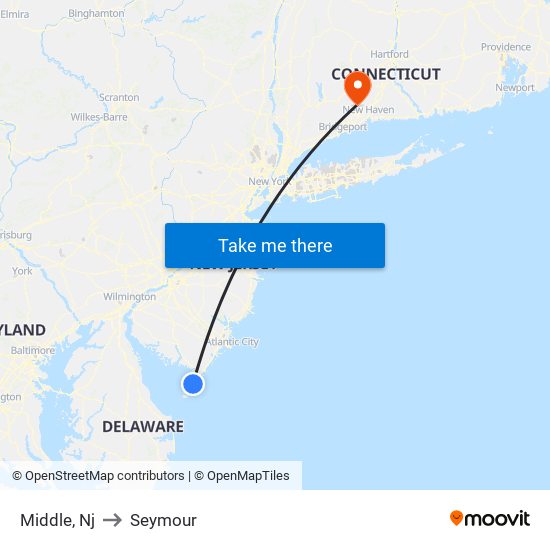 Middle, Nj to Seymour map