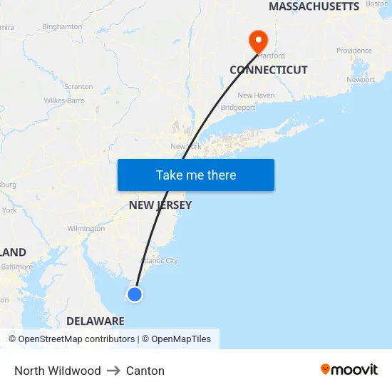 North Wildwood to Canton map