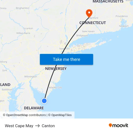 West Cape May to Canton map