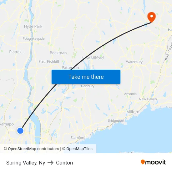 Spring Valley to Canton map
