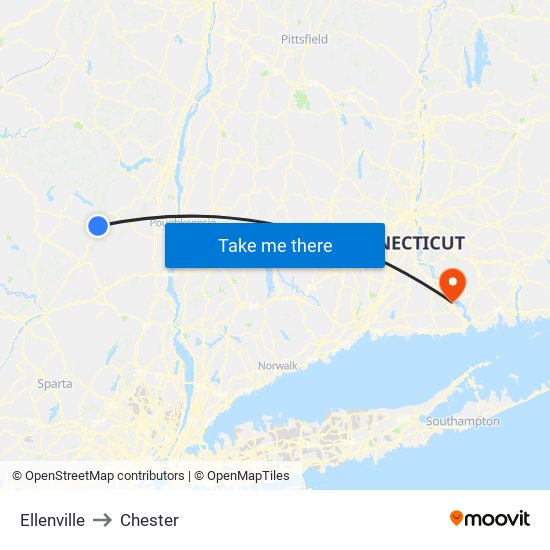 Ellenville to Chester map
