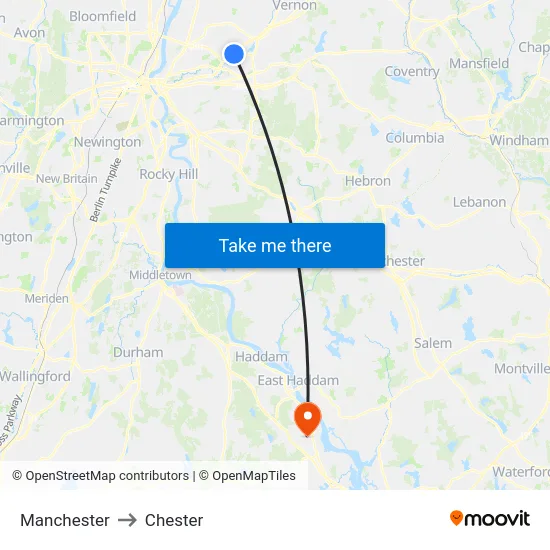 Manchester to Chester map