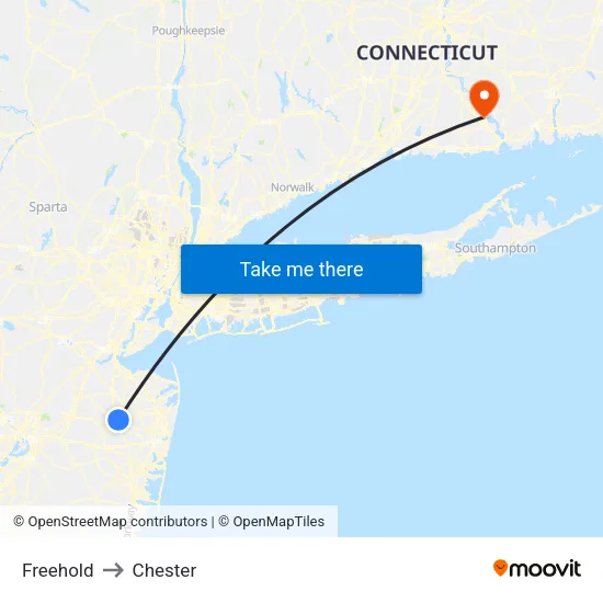 Freehold to Chester map