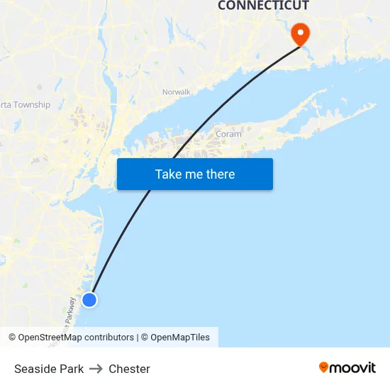 Seaside Park to Chester map