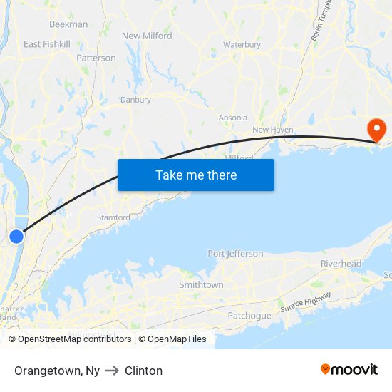 Orangetown, Ny to Clinton map