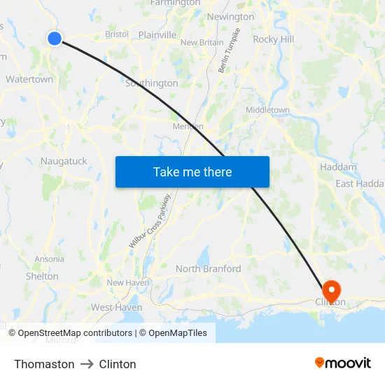 Thomaston to Clinton map