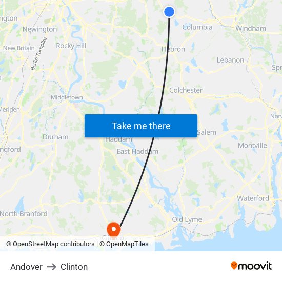 Andover to Clinton map