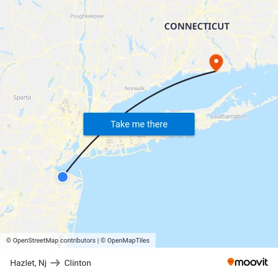 Hazlet to Clinton map
