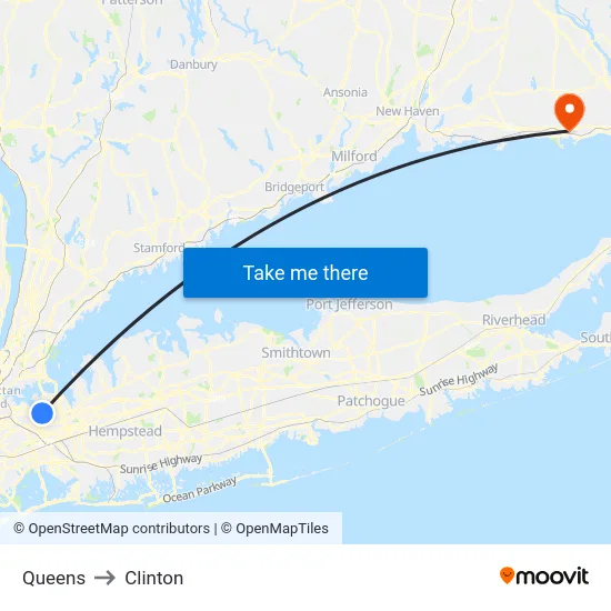 Queens to Clinton map