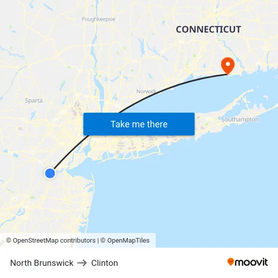 North Brunswick to Clinton map