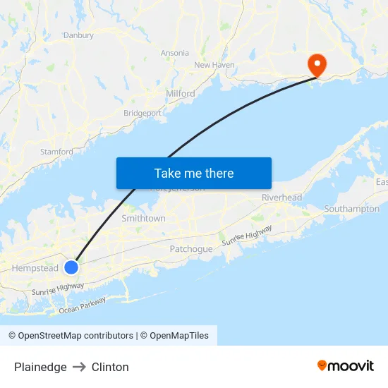 Plainedge to Clinton map