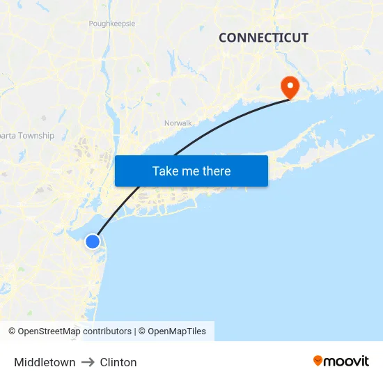 Middletown to Clinton map