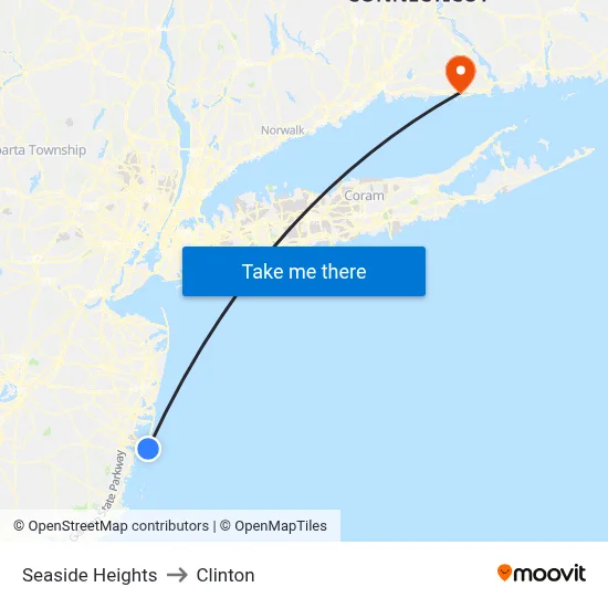 Seaside Heights to Clinton map