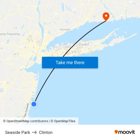 Seaside Park to Clinton map