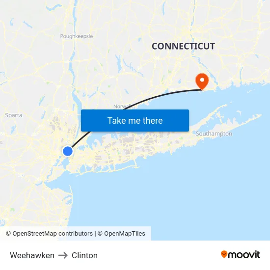 Weehawken to Clinton map