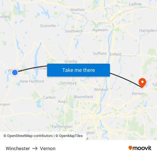 Winchester to Vernon map