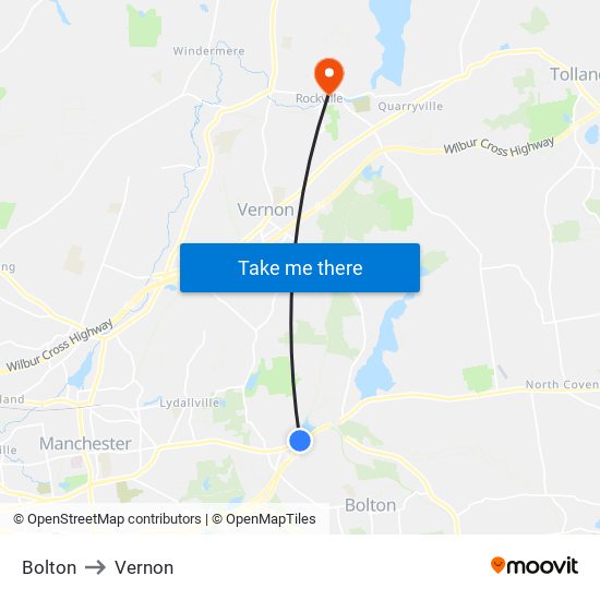 Bolton to Vernon map