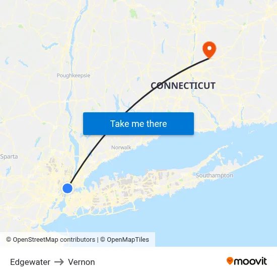 Edgewater to Vernon map