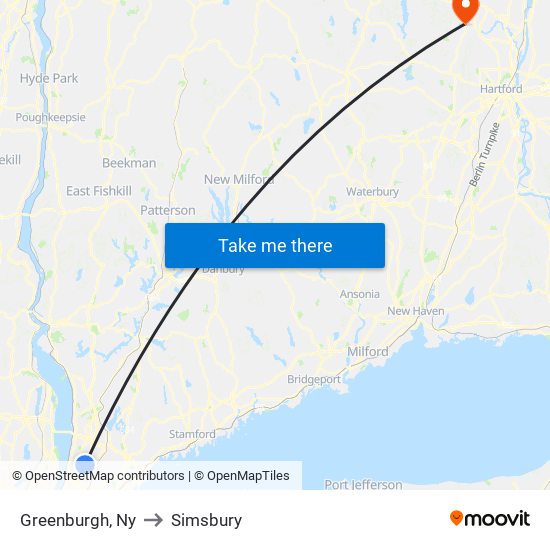 Greenburgh, Ny to Simsbury map