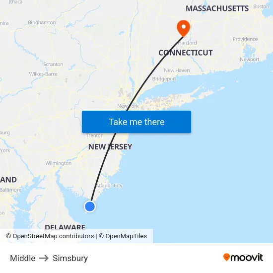 Middle to Simsbury map