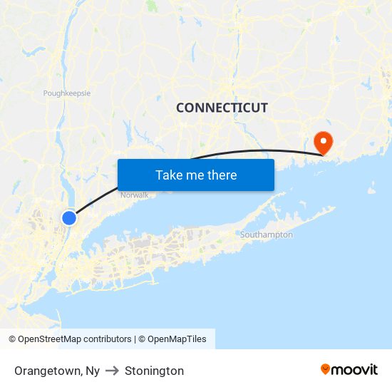 Orangetown, Ny to Stonington map