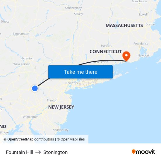 Fountain Hill to Stonington map