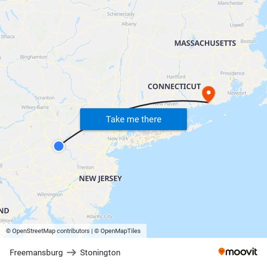 Freemansburg to Stonington map