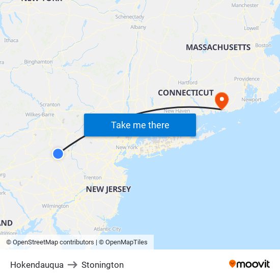 Hokendauqua to Stonington map