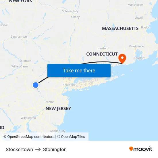 Stockertown to Stonington map