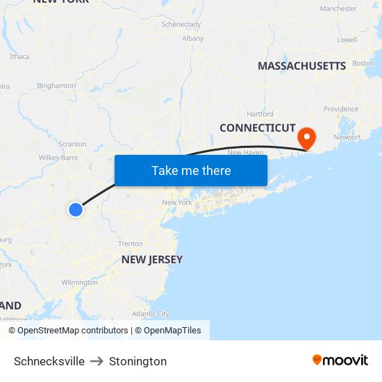 Schnecksville to Stonington map