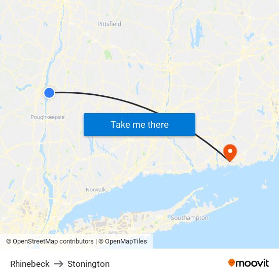 Rhinebeck to Stonington map