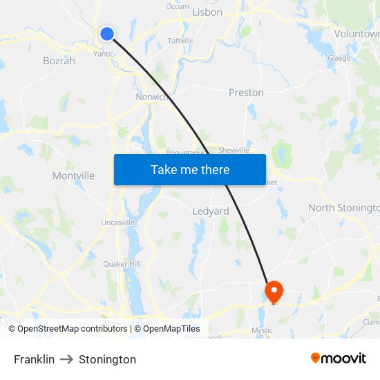 Franklin to Stonington map