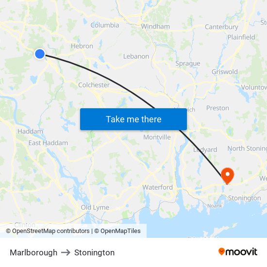 Marlborough to Stonington map