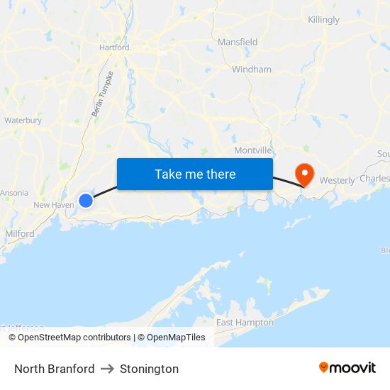 North Branford to Stonington map